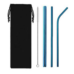 Drinking Straws Aprince 4 PCS PVD Titanium Coated Metal Beverage Tea Coffee 304 Stainless Steel Straw 2432