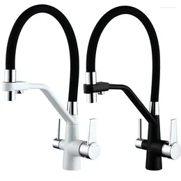Kitchen Faucets Single Hole 1-Handle Drinking Water Faucet Sink Mixer Tap 3 In 1 Philtre Purifier Brushed Black