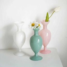 Vases Retro Glass Flower Vase Ins Tabletop Flower Bottle Hydroponic Terrarium Plant Container Planter Arrangement Home Decor