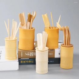 Teaware Sets 6PCS Retro Bamboo Plastic Household Teaspoon Tea Cup Accessories Utensils Needle