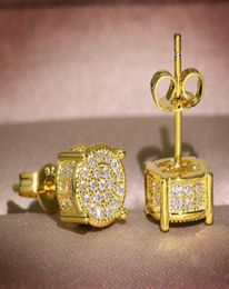 Unisex Men Women Stud Earrings Gold Silver Plated Sparkling Luxury Shining Crystal CZ Simulated Diamond Earring Jewelry8520860