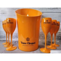 Ice Buckets And Coolers Veuve Clicquot Orange Acrylic Magnum Champagne Bucket 15 With 6 Flutes Drop Delivery Home Garden Kitchen Din Dhui1