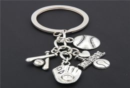 10pcSilver Colour Pendant I Love SoccerBaseballBasketball Key Chain With Shoe Key Ring Gift For Car Keychain Cheer Jewelry8726027