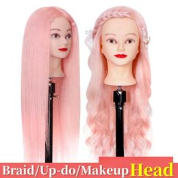 Mannequin Heads 50% Real Hair Mannequin Doll Head for Hairstyles Professional Styling Head Hot Curl Iron Straighten Training Salon Hairdresser Q240530