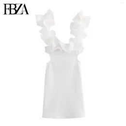 Casual Dresses FBZA Women Fashion Summer White Open Design Layered Decoration Slim Vest Dress Chic Female Elegant Sleeveless Evening