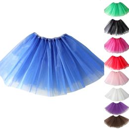 Children Kids Girl Three Layered Ballet Dance Tutu Skirt Classic Solid Colour Mini Pleated Dress Elastic Party Petticoat 240529