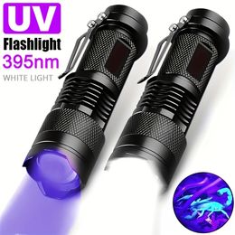 UV -ficklampa 395nm LED -ljus Zooma Mini Torch Light Money Detector Scorpion med batterifattig lampdetektor Torch