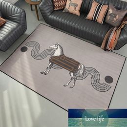 Embossed Fabric Floor Mat Light Luxury Pop Horse Grey Orange Series Entrance Mat Living Room Corridor Cloakroom Soft Carpet Wholesale