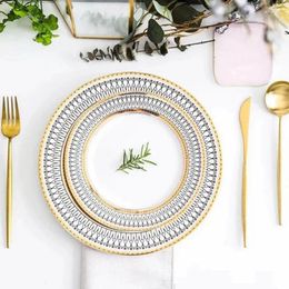 Plates Nordic Ceramic Plate Golden Luxury Middle Eastern Arabian Ceramics Steak Salad Snack Cake Tableware