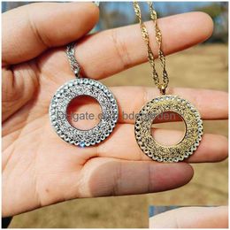 Pendant Necklaces Personalized Arab Muslim Pendant Necklace 18K Gold Plated Tar Stainless Steel Diamond Set Fashion Jewelry Drop Deliv Dhbyt