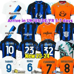 2024 Designer Lukaku Soccer Jerseys Barella Correa Inters Giroud Ibrahimovic Lautaro Milans Theo Brahim Shirt Uniforms Men Kids Kits Sets