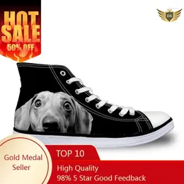 Casual Shoes Spring Women High Top Vulcanize Cute Dachshund Dog 3D Printed Female Canvas Flats Woman Causal Sneakers