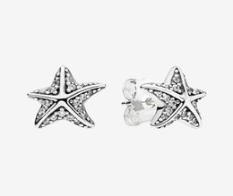 Authentic 925 Sterling Silver Sparkling Starfish Stud Earring Summer Jewellery for Women Girls Gift Earrings with Original box2755871
