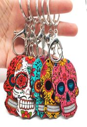 Keychains Skull Keychain Calavera Mexican Cute Sweet Sugar Big Lobster Key Chain Keyring Halloween Acrylic Ring Bag Charms6386246