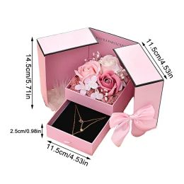 Eternal Soap Rose Flower Gift Box with Drawer Design Necklace Jewellery Packaging Double Door Boxes Wedding Valentine's Day Decor