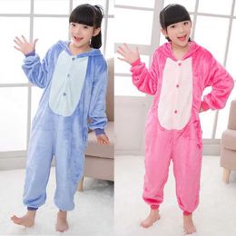 Pajamas Winter Kids Stitch Onesie Pajamas Children Sleepwear Boy Girl Panda Kigurumi Anime One Piece Pijama Flannel Nightwear Y240530