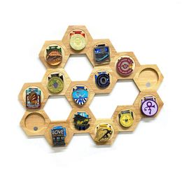 Decorative Plates Wooden Hexagon DIY Medal Display Stand Household Honeycomb Hanger