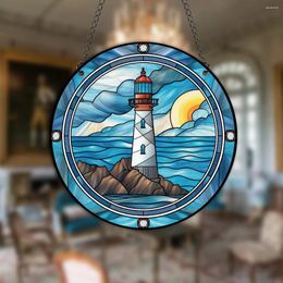 Decorative Figurines 1PC Lighthouse Wall Art Decor Round Hanging Sign Indoor Outdoor Window Acrylic Welcome Plate Pendant Decoration