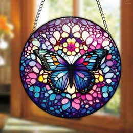 Decorative Figurines 1PC Butterfly Wall Art Decor Round Hanging Sign Indoor Outdoor Window Acrylic Welcome Plate Pendant Decoration