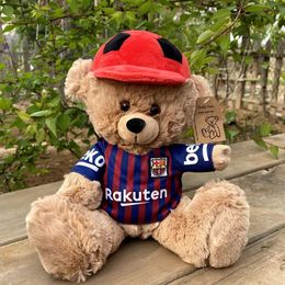 Stuffed Plush Animals 25-35cm Red Football Hat Teddy Bear Filled Plush Toy Doll Children Baby Toy Boys and Girls Brithday Gift T240531