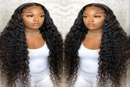 Deep Wave Frontal Wig 150 Curly Human Hair Wig 30 In Transparent Tpart Brazilian Wet And Wavy2800384