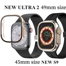 Meglio per Apple Watch Ultra 2 Series 9 45mm 49 mm Iwatch Marine Strap Smart Watch Watch Wireless Canding Strap Box Cover Copertura Case di copertura per protezione Spedizione veloce