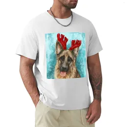 Men's Polos Painting Of A Shepherd With Red Reindeer Antlers T-shirt Vintage Summer Tops Anime Men Clothing