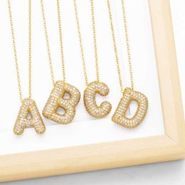 Pendant Necklaces FLOLA Chunky Clear Crystal Initial Necklaces For Women Bubble Letter Necklace Custom Name Jewellery Birthday Gifts nkeb798 S2453102
