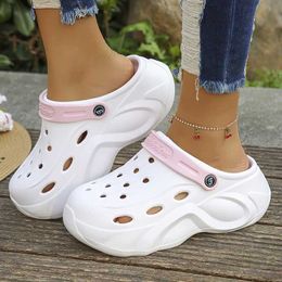 Slippers Lucifer thick soled clock womens sandals closed toe bulky platform sandals womens 2024 summer wedge high heels slippers womens J240530