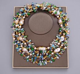 Gioielli Guaiguai 4 fili 25mm da crano di cristallo colorato per perla barocca da perla barocca naturale per donne fatte a mano per donne gemme reali pietra la8424859