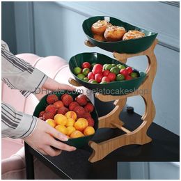 Dishes Plates Three Layer Fruit Plate Home Living Room Plastic Snack Dish Creative Modern Dried Basket Candy Cake Stand Salad Bowl Dhrpy