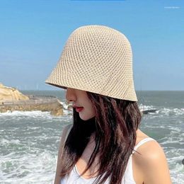 Berets Korean Style Fisherman Hat Summer Face Small Knitted Hollow Bucket Versatile Fashion Internet Celebrity Basin