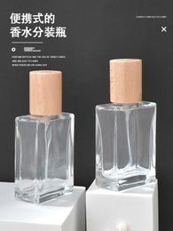 10pcs 30ml/50ml/100ml Clear Glass Perfume Bottles Spray Bottles With Wood Cap Empty Bottle Mist Spray Bottle Dispenser Atomizer