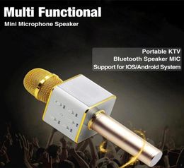 Luxury Wireless Microphone Bluetooth Speaker with 2600mAh Large Capacity Battery Q7 Karaoke Loudspeaker for Iphone 7 plus Samsung 1842202