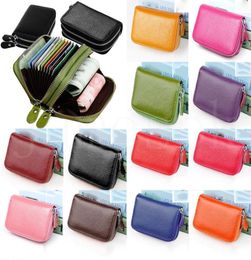 Unisex Leather ID Credit Card Holder Double Zipper Credit Card Wallet Cowhide Card Holder Wallet Clutch Purse Coin Storage Bags DB7743388