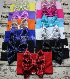 New Big Sequin Bow Headbands for Girl Hair Accessories Fashion Sequin Bow Headwrap Baby Top Knot Headband 10pcslot7591156