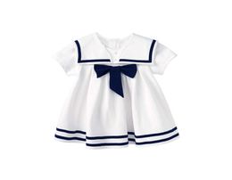 Pureborn Toddler Infant Baby Girl Sailor Dress Bowknot Sailor Collar Summer Breathable Cotton Beach Holiday Baby Girl Clothes Q0718664952
