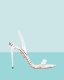 summer Popular Brands Aquazzuras PVC womens sandals So Nude Plexi Sandal Heels crysta buckle party wedding dress shoes heel back s8717574