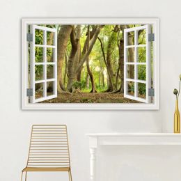 Landscape 3D Window Effect Canvas Painting Sea Beach Seascape Posters Tree Forest Prints Wall Art Pictures Home Decor No Frame