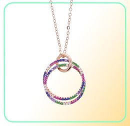 2021 Valentine039s Day Gift Double Round Circle Mix Colorful CZ Women Classic Jewelry Top Quality New Design Necklace Earring S5468737242