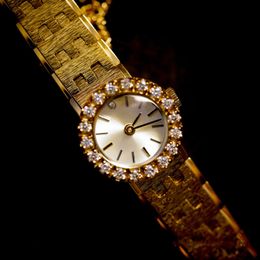 2024 Luxury Mini dial Womens Watch Brass Vintage Jewelry Antique High Quality Fashion Womens 24K Gold Quartz Watch Brand 240517