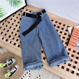 Solid Colour Girls Spring Autumn Children Jeans Casual Style Kids Clothes F4053
