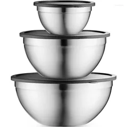 Bowls Mixing With Airtight Lids Stainless Steel Nesting Bowl Set Ideal For Cooking Baking Prepping & Storage
