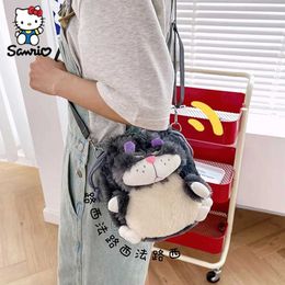 Plush Backpacks Kawai Lucifer Cat Plush Shoulder Bag Cartoon Filling Plush Backpack Cute Lucifer Pillow Bag Messenger Bag Birthday Gift Y240530E8XO