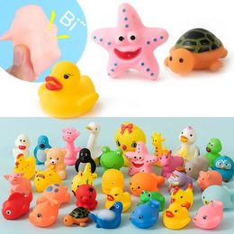 10 Pcsset Baby Cute Animals Bath Toy Swimming Water Toys Soft Rubber Float Squeeze Sound Kids Wash Play Funny Gift 240531