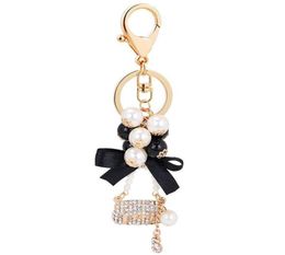 Keychains Pearl Alloy Metal Handbag Key Chain Fashion Ring Pom Gifts For Women Girls Bag Charm Keychain Pendant Jewelry2810013