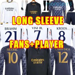 2024 Designer Jerseys Real Madrids Long Sleeve Bellingham Soccer Jersey Modric Alaba Vini Jr Shirt Rodrygo Valverde Tchouameni Arda Guler Kroos Football Uniform