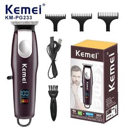 Scissors Shears KEMEI Professional Mens Barber Trimmer Electric Beard Trimmer with LED Display Cordless Hair Cutting G240529