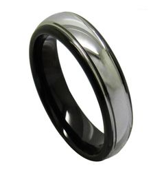 Vintage 6mm Width Black Rings for Men Tungsten Wedding Band Dome Band High Polished Silver Colour Outside 61317387793