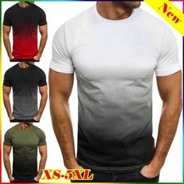Men's T-Shirts Man Short Sleeve T-Shirt Fashion Gradient Printed Sleeve Top O-Neck Slim Pullover Streetwear Summer Simple Casual Men Clothing z240531